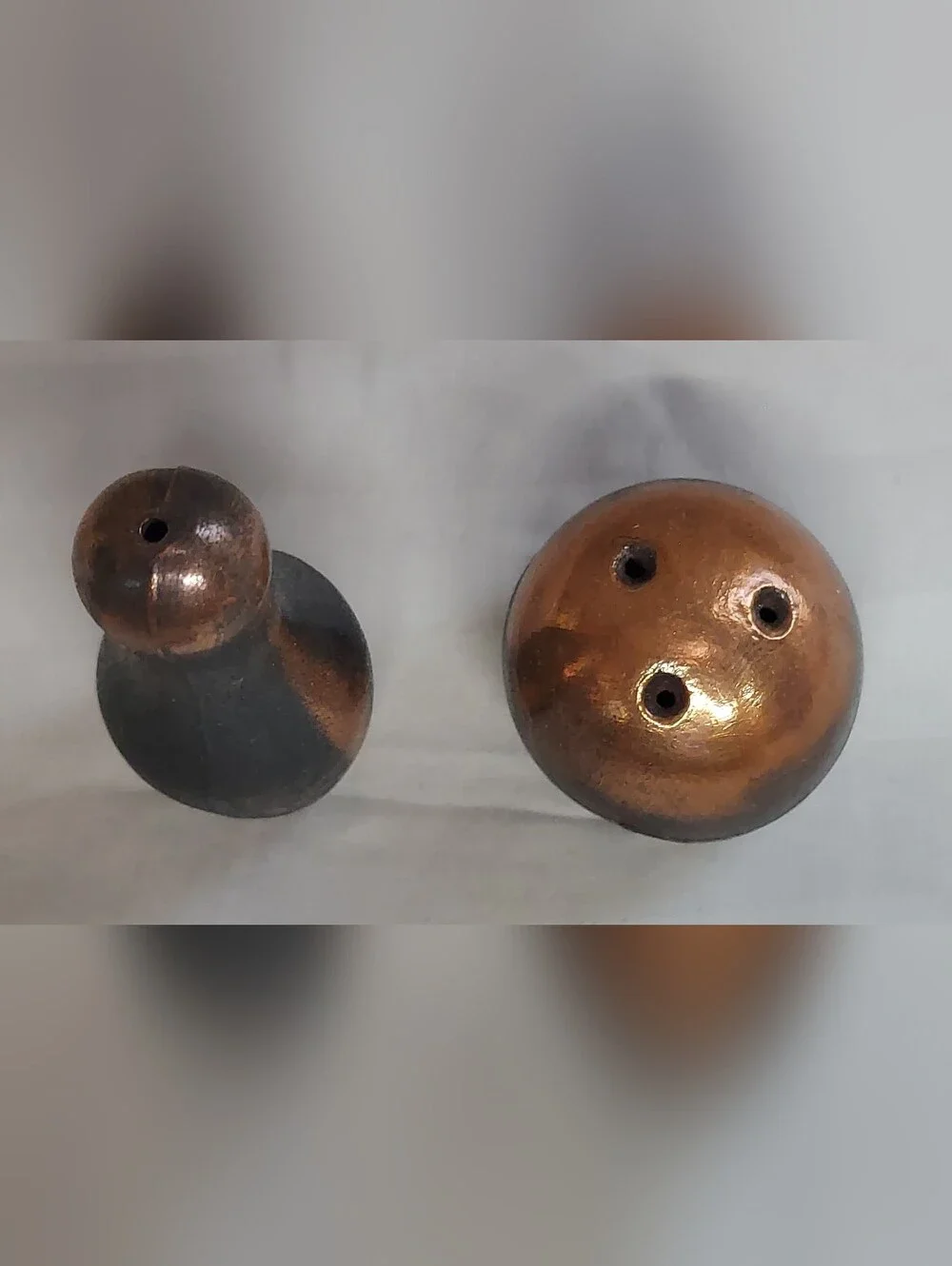 Vintage Kitsch Bowling Ball & Pin Salt and Pepper Shakers Retro